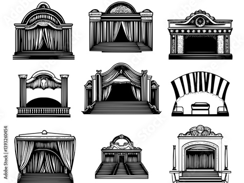 Collection of Theaters vector icons, Theaters vector illustrations