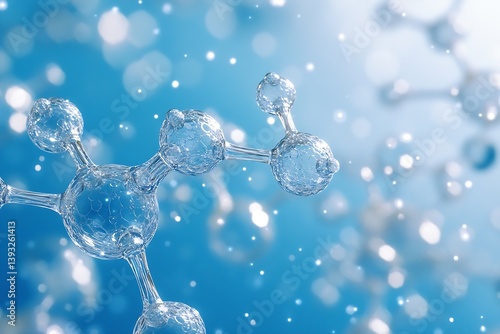 Wallpaper Mural Abstract Molecular Structure on Blue Gradient Background Science Chemistry Biology Research Concept Molecule Model : Generative AI Torontodigital.ca