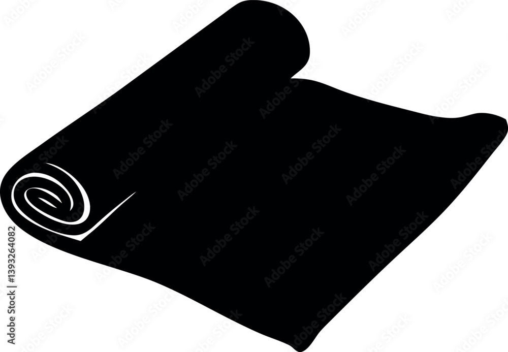 Black Silhouette Of An Unrolled Scroll Or Paper With Curled Edges And Blank Space For Text And Design Elements Black Silhouette Of An Unrolled Scroll Or Paper With Curled Edges And Blank Space For Text And Design Elements