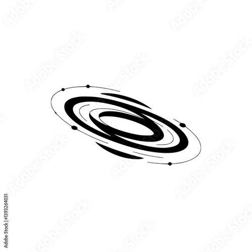 Minimalist Orbital Design - Abstract Black & White Vector