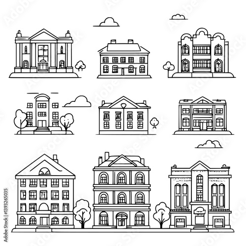 Collection of Boarding houses line vector designs, Boarding houses vector illustrations