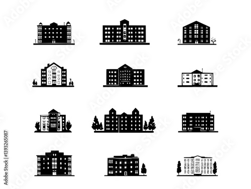 Collection of Boarding houses vector icons, Boarding houses illustration art