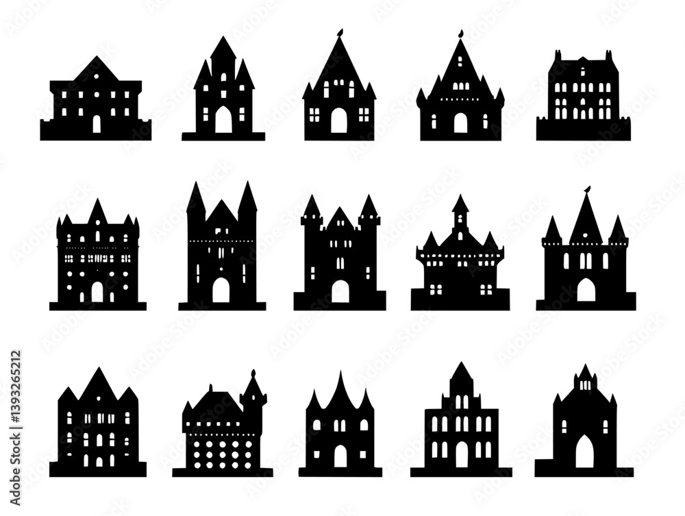 Obraz premium Collection of Chateaus vector icons, Chateaus illustration art