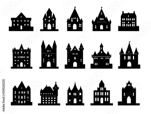 Collection of Chateaus vector icons, Chateaus illustration art