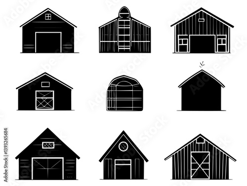 Collection of Farm sheds vector icons, Farm sheds illustration art