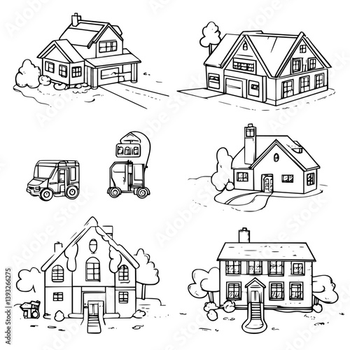 Collection of Nursing homes line vector designs, Nursing homes vector illustrations