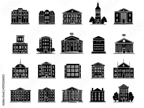 Collection of Residential institutions vector icons, Residential institutions illustration art