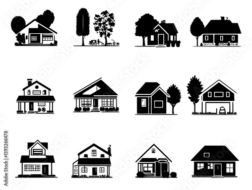 Collection of Retirement homes vector icons, Retirement homes illustration art