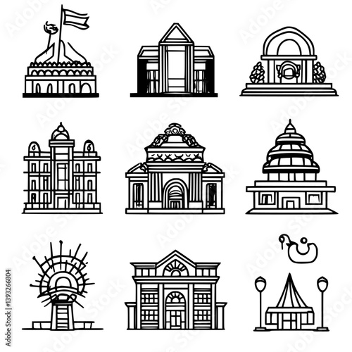 Collection of Theaters line vector designs, Theaters vector illustrations