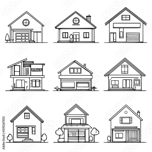 Collection of Boarding houses line vector designs, Boarding houses vector images