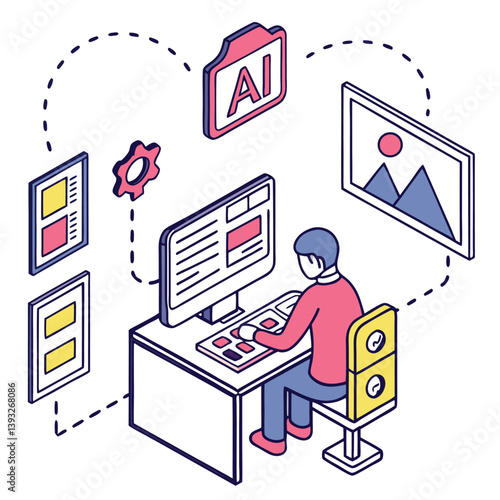 Business people, a man and woman with a laptop, work in the office using computer technology