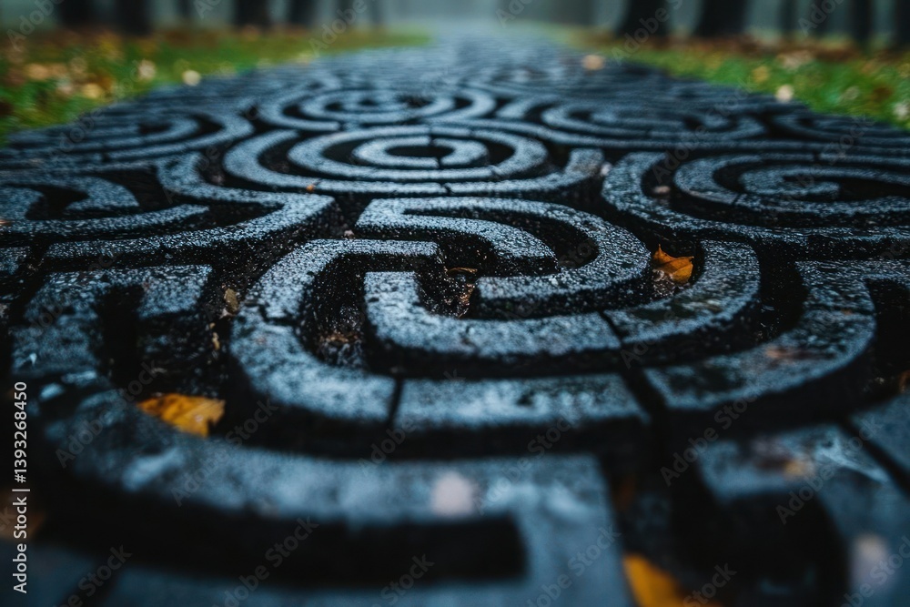 Intricate maze-like path design on ground Intricate maze-like path design on ground