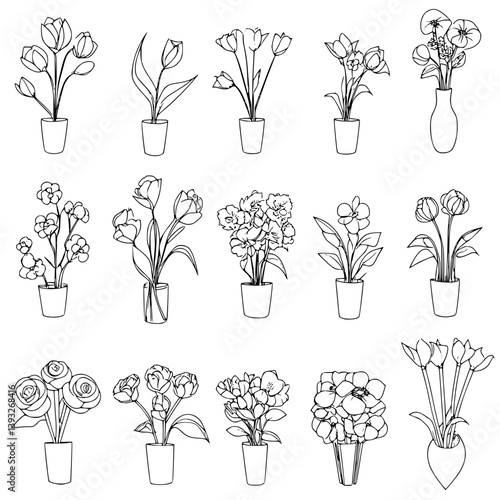 Collection of Florists line vector designs, Florists vector images