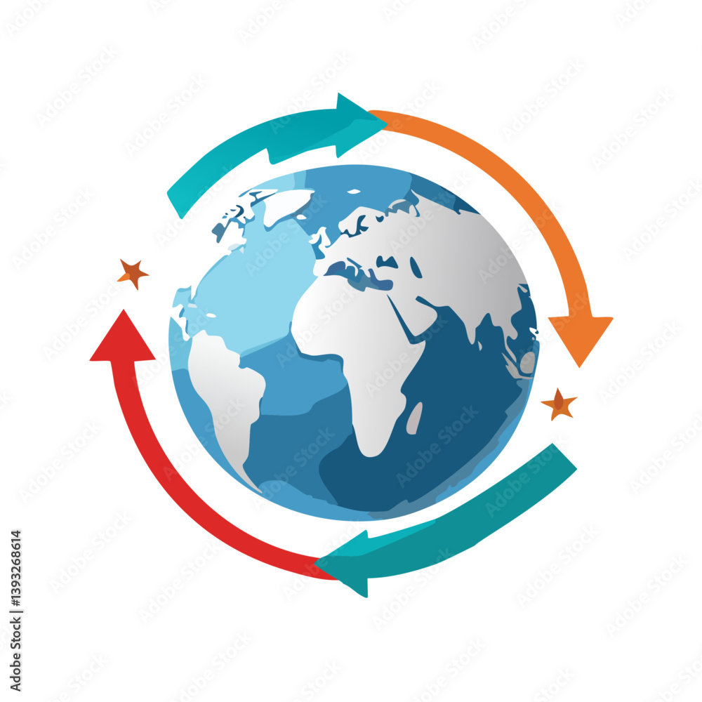 Fototapeta premium Minimalist vector logo of a customs globe, clean flat design, no text, white background, business finance theme