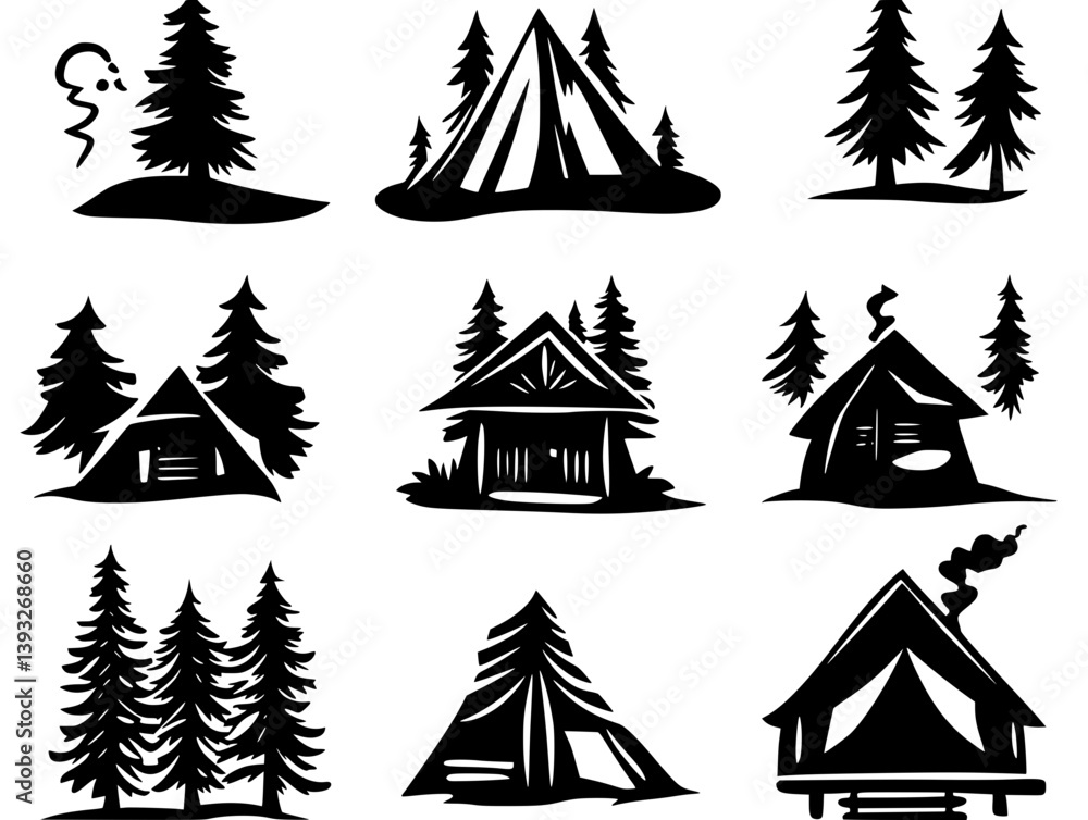Fototapeta premium Collection of Lodges vector icons, Lodges vector graphics