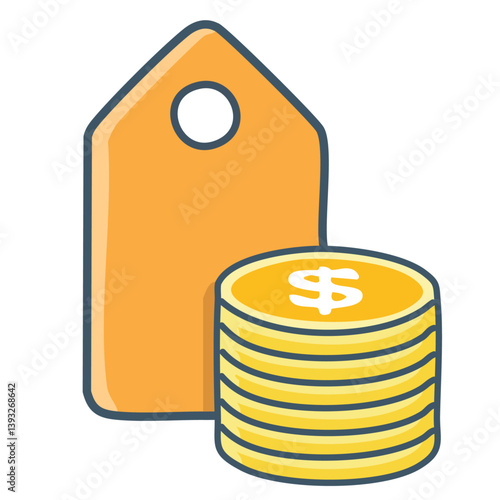 Minimalist vector logo of a customs price tag, clean flat design, no text, white background, business finance theme