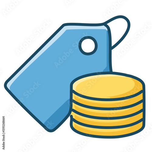 Minimalist vector logo of a customs price tag, clean flat design, no text, white background, business finance theme
