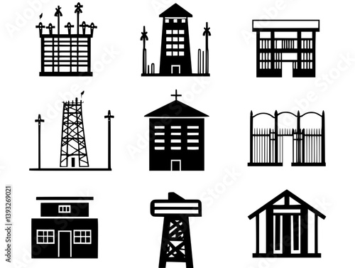 Collection of Prisons vector icons, Prisons vector graphics
