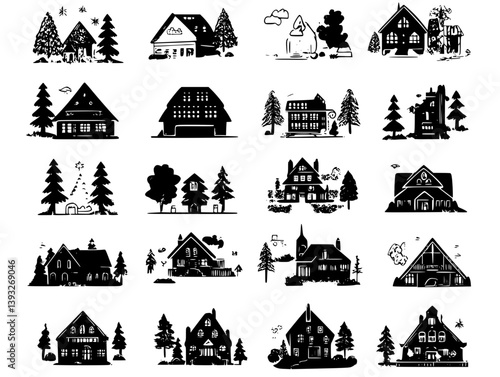Collection of Recreational Buildings vector icons, Recreational Buildings vector graphics