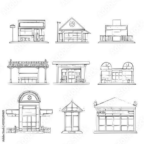 Collection of Subway stations line vector designs, Subway stations vector images