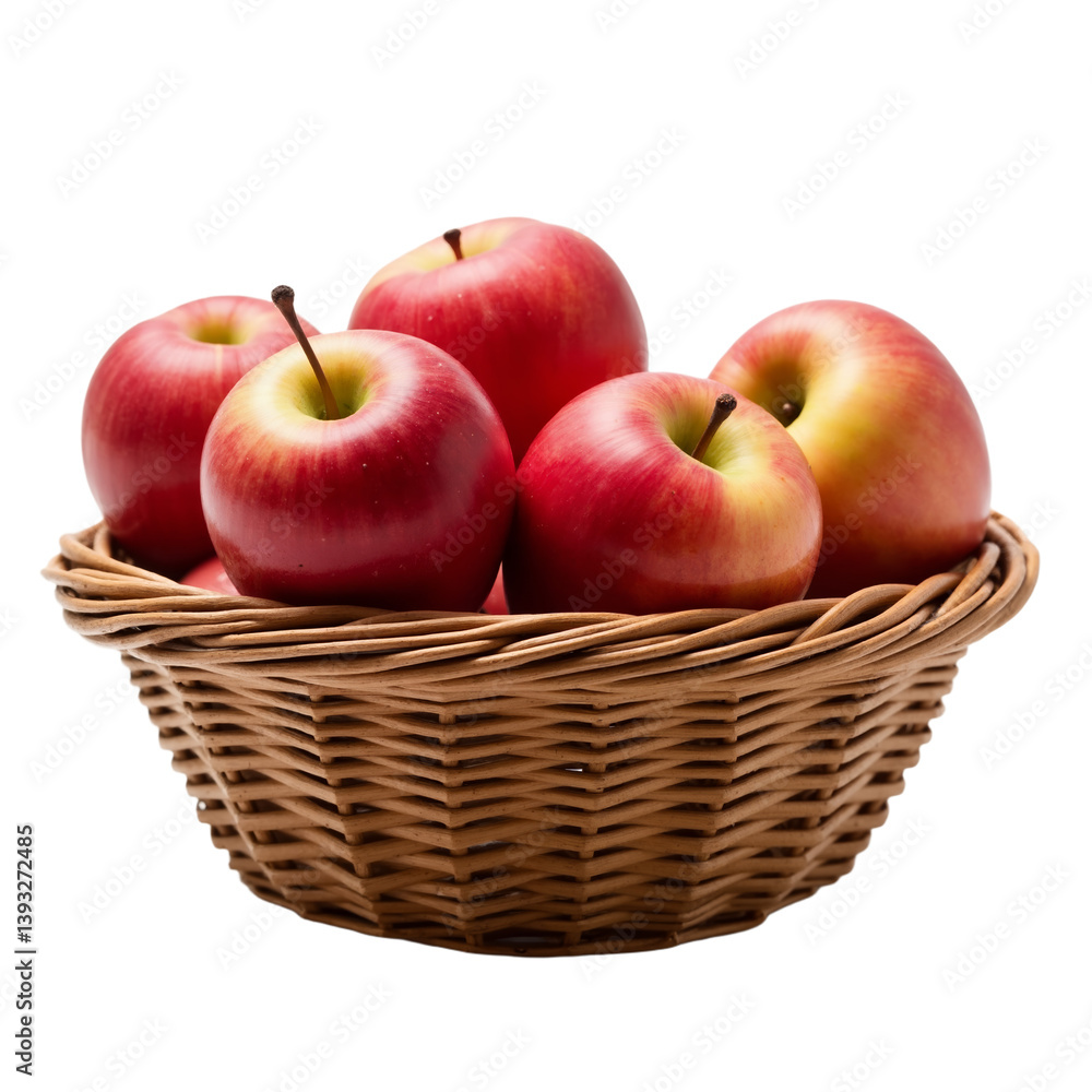 Red apples in woven basket displaying fresh produce for healthy eating Red apples in woven basket displaying fresh produce for healthy eating