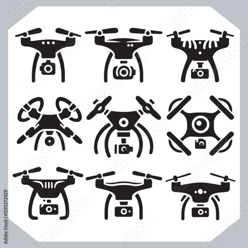 Obraz na płótnie Elegant Drone Icon Set Featuring Outline Line Art in Multiple Designs w salonie