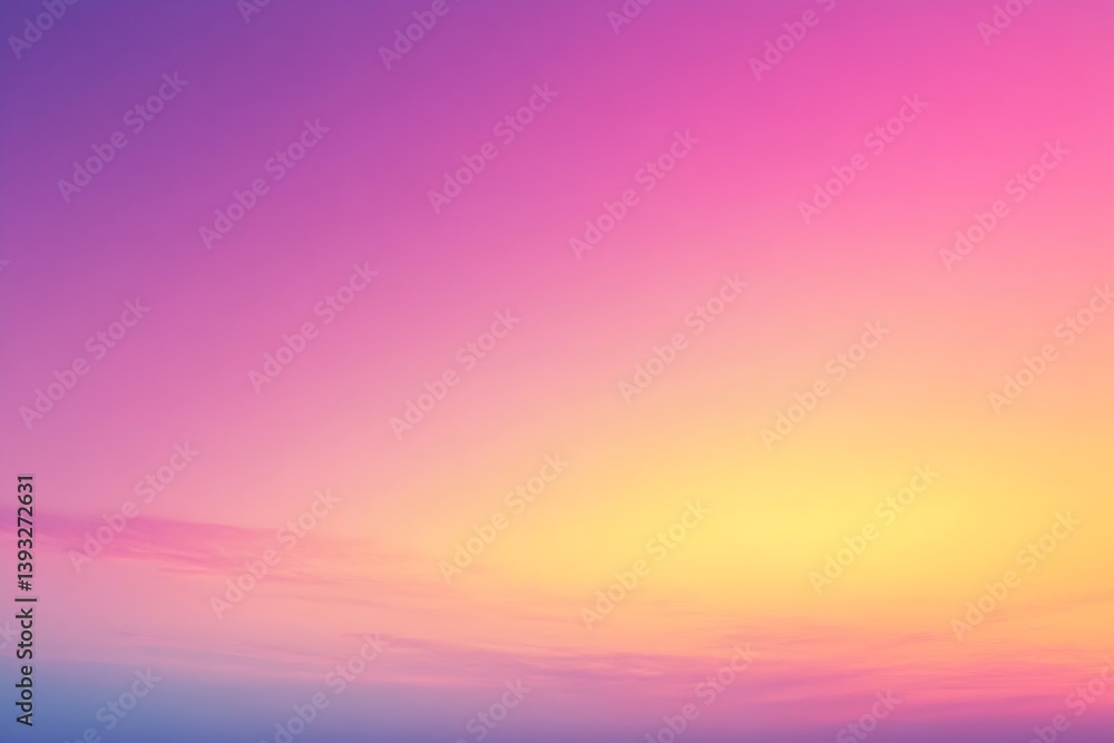 Naklejka premium Vibrant Pink and Yellow Gradient Sky Abstract Sunset Colors with Soft Clouds and Dreamy Atmosphere Background : Generative AI