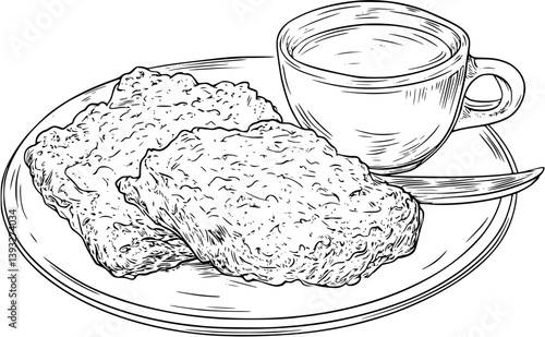 Country Fried Steak coloring book vector design, Country Fried Steak vector illustration