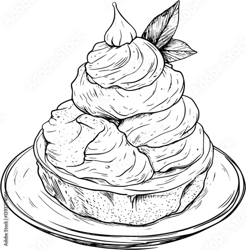 Cream Puffs coloring book vector design, Cream Puffs vector image