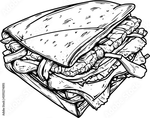 Crunchwrap Supreme coloring book vector design, Crunchwrap Supreme vector image