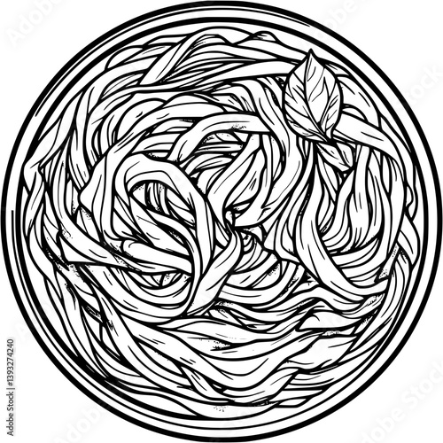 Fettuccine Alfredo coloring book vector design, Fettuccine Alfredo illustration art