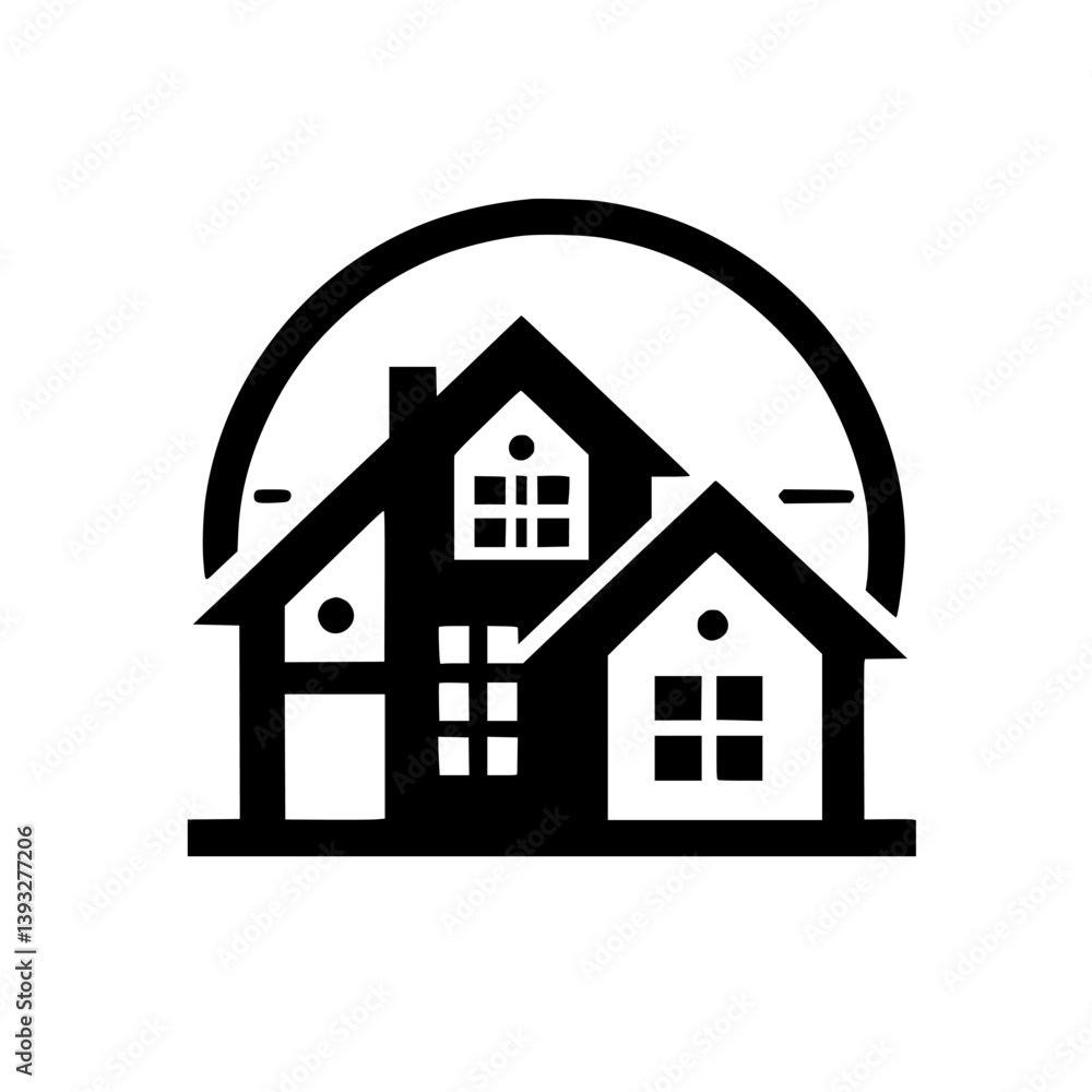 Minimalist Home Logo: Modern Residential Icon on Light Background Minimalist Home Logo: Modern Residential Icon on Light Background