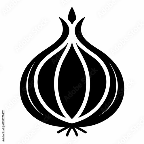 Onion Silhouette Vector icon on white background