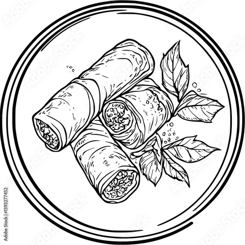 Egg Rolls coloring book vector design, Egg Rolls vector image