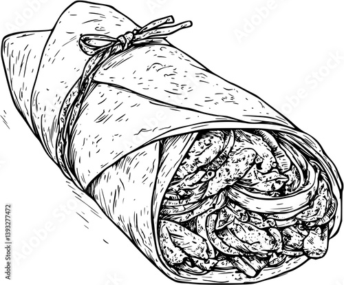 Fajita Wrap coloring book vector design, Fajita Wrap vector image