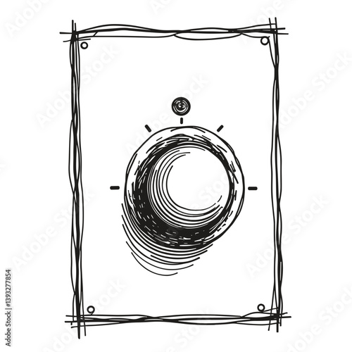 Hand-drawn knob icon symbolizing control element or sound adjustment in UI