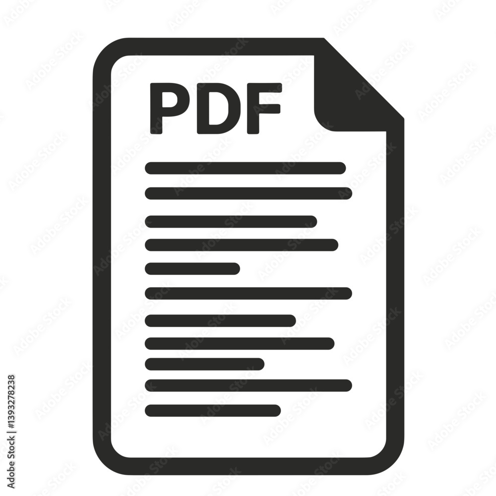 PDF file icon representing document format for downloads or file attachment in interface design PDF file icon representing document format for downloads or file attachment in interface design