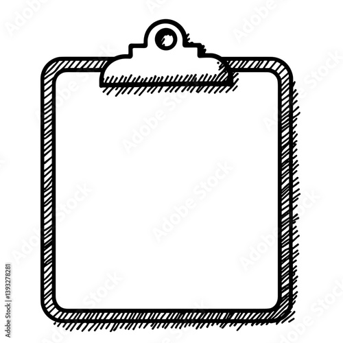 Hand-drawn clipboard icon with sketchy lines for task notes and memo ui