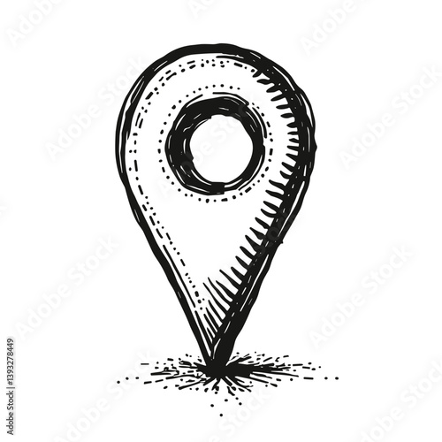 Hand-drawn location pin icon for map gps and navigation in apps or websites