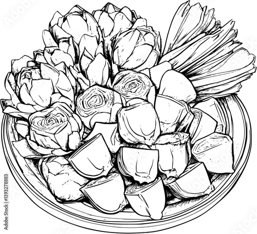 Spinach and Artichoke Dip coloring book vector design, Spinach and Artichoke Dip vector illustration