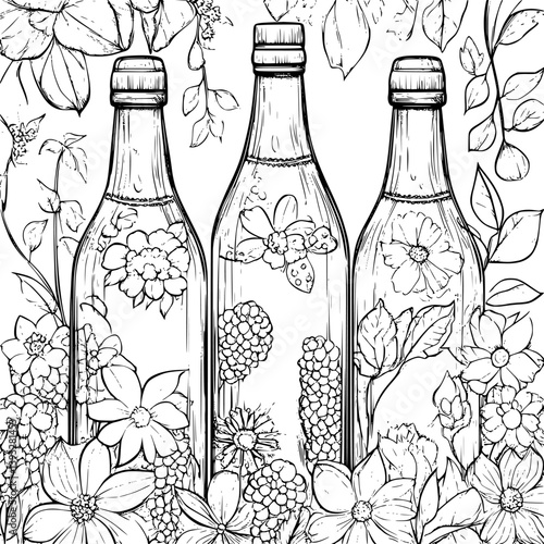 Bottled Water coloring book vector design, Bottled Water illustration art