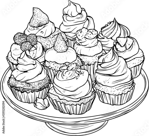 Cream Puffs coloring book vector design, Cream Puffs vector illustration