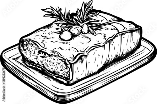 Meatloaf coloring book vector design, Meatloaf vector image