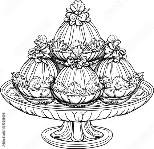 Profiteroles coloring book vector design, Profiteroles illustration art