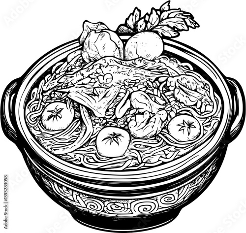 Rice Pilaf coloring book vector design, Rice Pilaf vector graphic