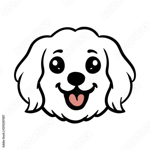 Vector logo for Cute Dog. A minimalist outline of a cute dog face, featuring simple lines and a soft, neutral color scheme with editable stroke.