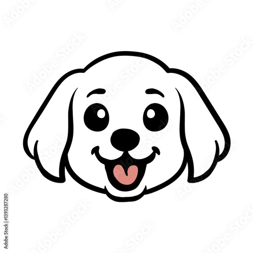 Vector logo for Cute Dog. A minimalist outline of a cute dog face, featuring simple lines and a soft, neutral color scheme with editable stroke.