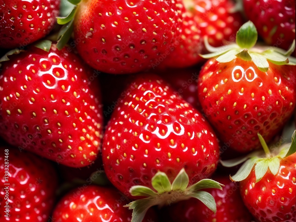 Close-up View of Fresh Red Strawberries Close-up View of Fresh Red Strawberries