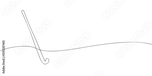 A simple continuous line drawing of a hockey stick, representing sports, competition, and movement in a modern and artistic minimalist style.