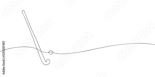 Photography A simple continuous line drawing of a hockey stick with a ball, representing sports, competition, and movement in a modern minimalist style